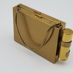 Gold Compact Purse with Lipstick Holder